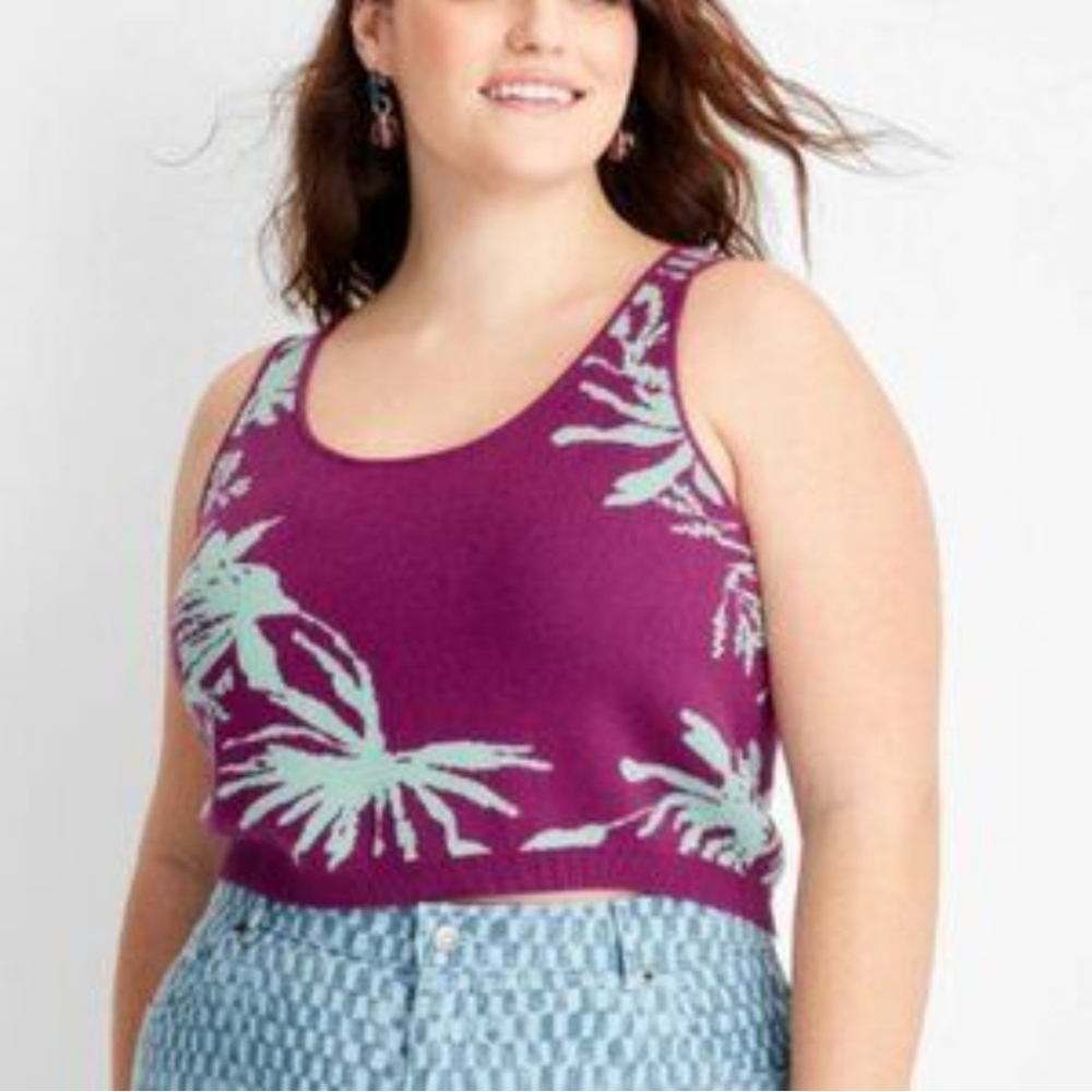 NWT Future Collective Knit Tank In Purple/Mint Combo Size 2X